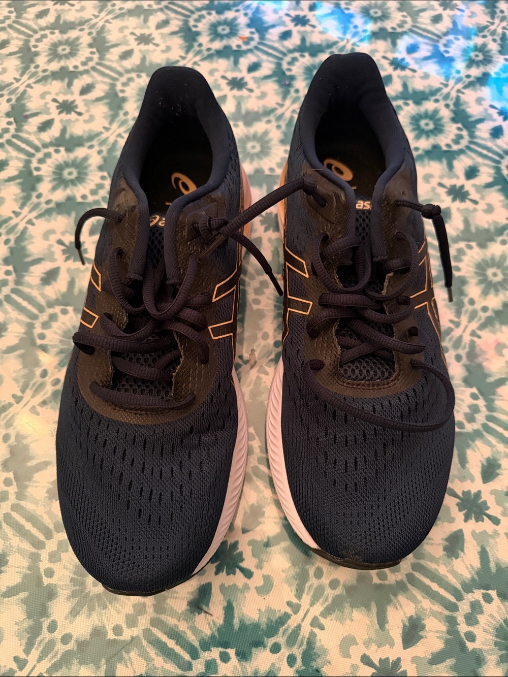 ASICS Navy and White Lace-Up Running Sneakers
